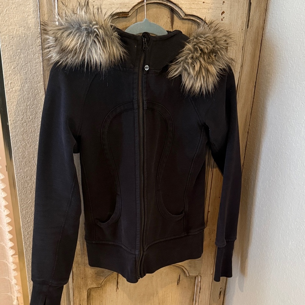 Black Jacket with Faux Fur Hood